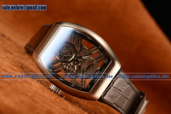 Franck Muller Vanguard Miyota Automatic Copy Tourbillon Steel Case With Skeleton Dial Leather/Rubber Strap